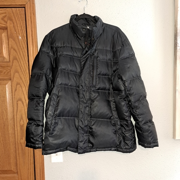 Tumi Tech Men's Black Down & Feather Full Zip Puffer Jacket No Hood Size Large - Picture 1 of 10